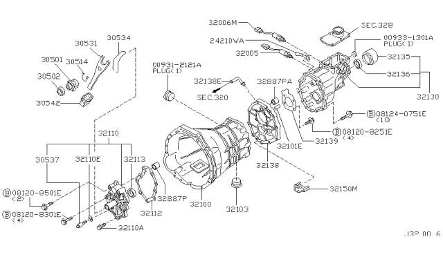 2002 Nissan Xterra Transmission Case & Clutch Release Diagram 2