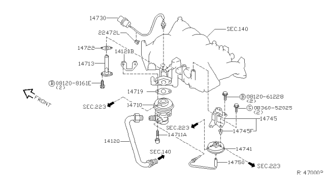 2002 Nissan Xterra EGR Parts Diagram 3