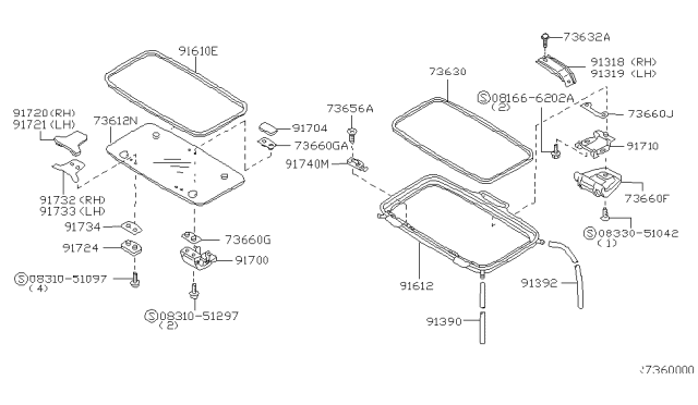 2002 Nissan Xterra Sun Roof Parts Diagram