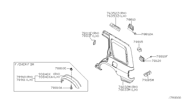 2000 Nissan Xterra Rear Fender & Fitting Diagram