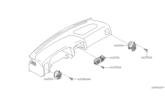 2002 Nissan Xterra Ventilator Assy-Center Diagram for 68750-7Z800