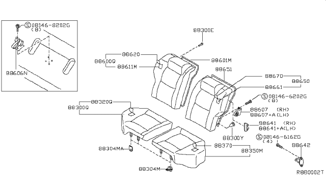 2003 Nissan Xterra Cushion Assembly-Rear Seat, RH Diagram for 88300-2Z711