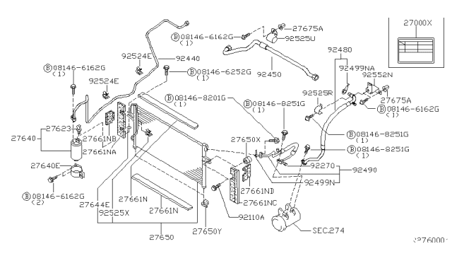 2003 Nissan Xterra Condenser,Liquid Tank & Piping Diagram 3