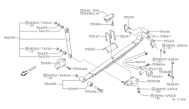 2000 Nissan Xterra ABSORBER Kit-Shock,Rear Diagram for 56200-7Z225
