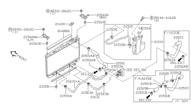 2001 Nissan Xterra Radiator,Shroud & Inverter Cooling Diagram 4