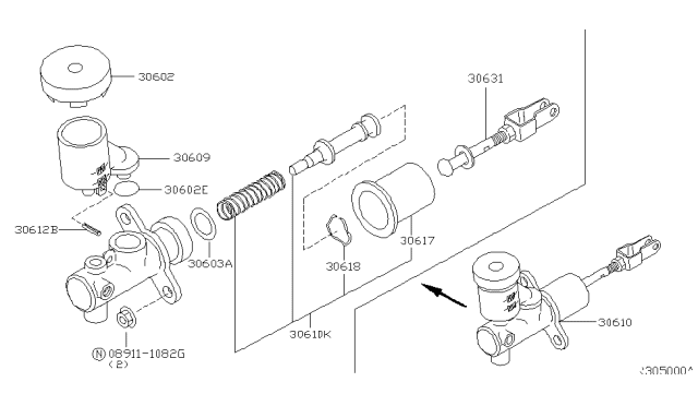 2003 Nissan Xterra Rod Assy-Push Diagram for 30631-3S501