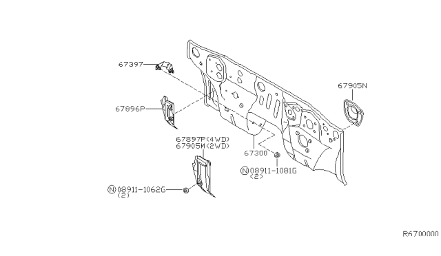 2001 Nissan Xterra Dash Panel & Fitting Diagram 1