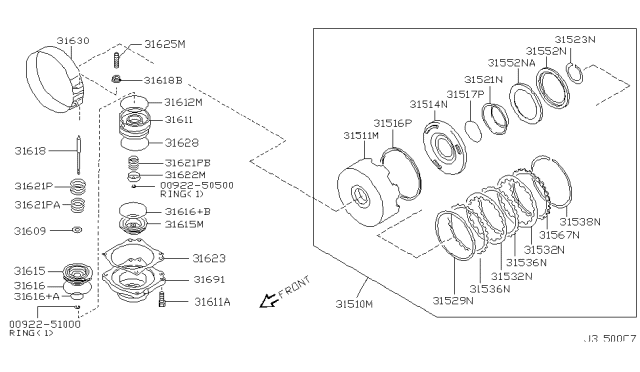 2001 Nissan Xterra Clutch & Band Servo Diagram 8