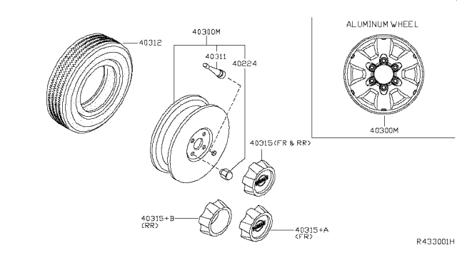 2002 Nissan Xterra Aluminum Wheel Diagram for 40300-7Z101