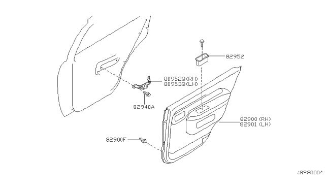 2004 Nissan Xterra Rear Door Trimming Diagram