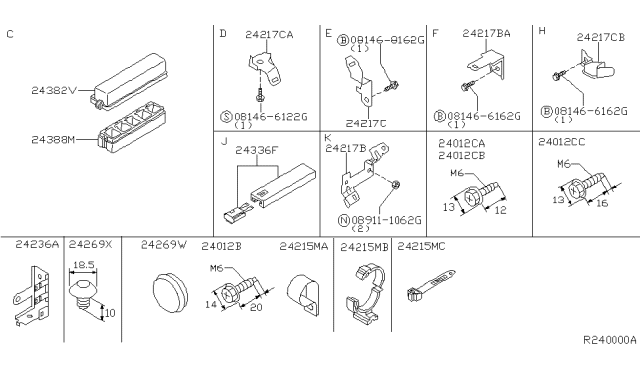 2001 Nissan Xterra Clip-Wiring Harness Diagram for 24220-0M000