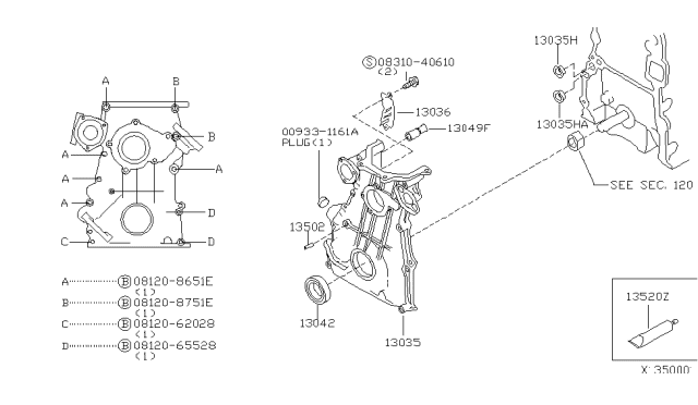 2000 Nissan Xterra Seal O Ring Diagram for 15066-40F11