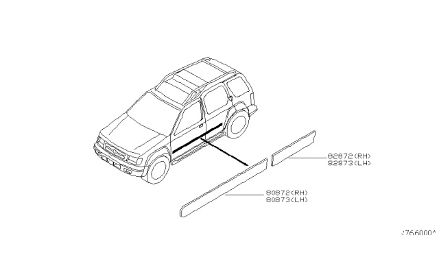2000 Nissan Xterra Body Side Molding Diagram 2