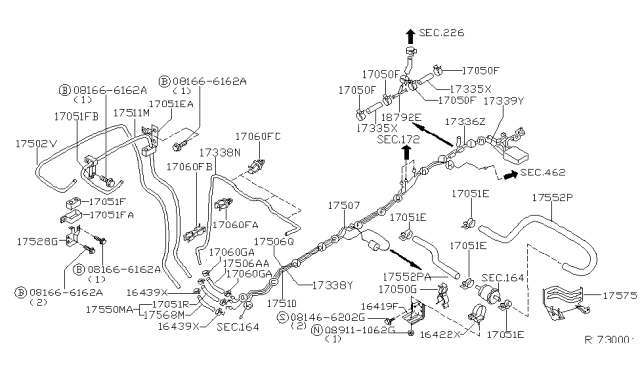 2004 Nissan Xterra Bracket-Fuel Tube Diagram for 17528-4S100