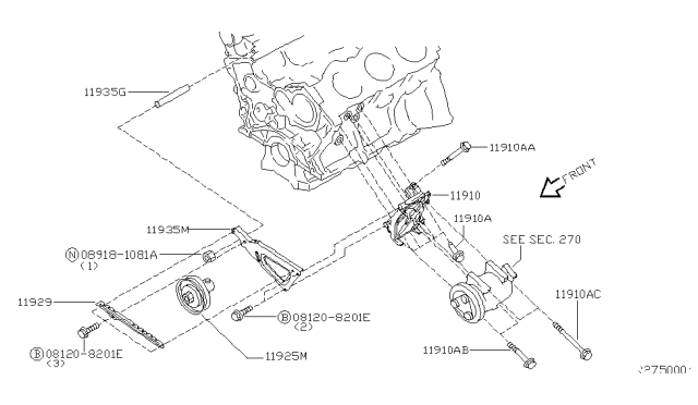 2003 Nissan Xterra Compressor Mounting & Fitting Diagram 2