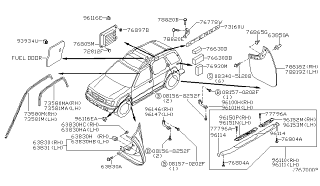 2000 Nissan Xterra Body Side Fitting Diagram