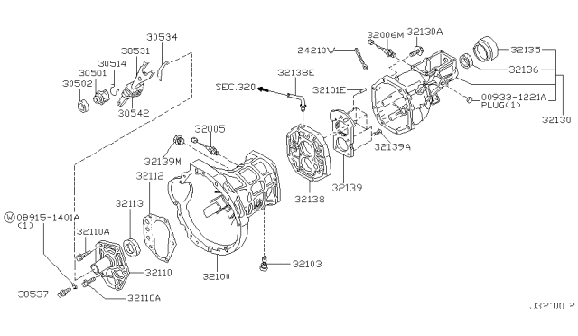 2000 Nissan Xterra Transmission Case & Clutch Release Diagram 4