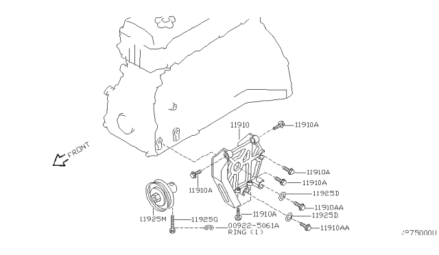 2002 Nissan Xterra Compressor Mounting & Fitting Diagram 2