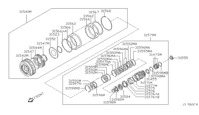 2002 Nissan Xterra Clutch & Band Servo Diagram 4