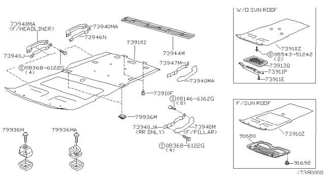 2002 Nissan Xterra Clip Diagram for 73998-7Z000