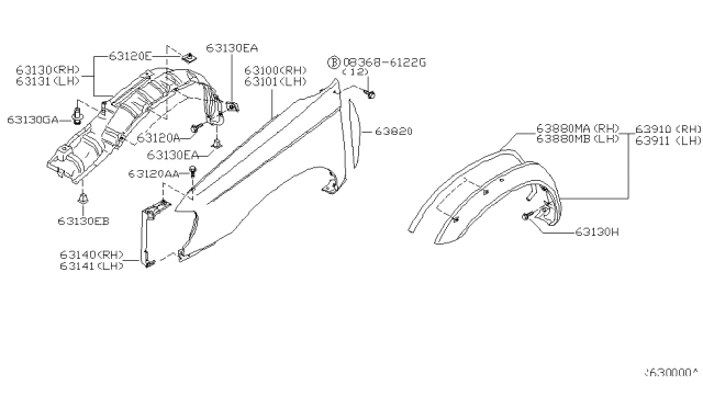 2001 Nissan Xterra Front Fender & Fitting Diagram 2