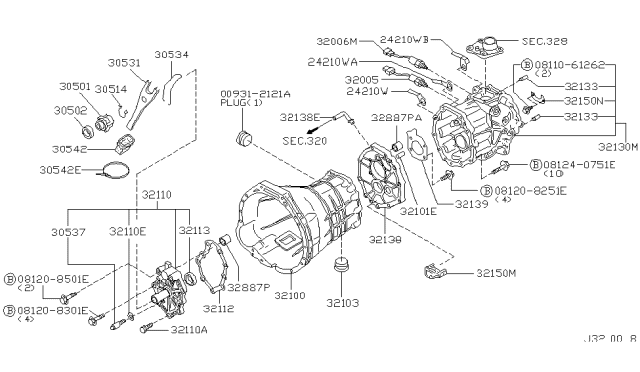 2004 Nissan Xterra Transmission Case & Clutch Release Diagram 4