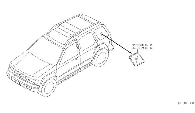 2004 Nissan Xterra Glass Assy-Side Window,LH Diagram for 83307-7Z010