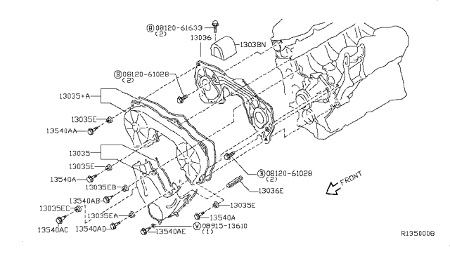 2002 Nissan Xterra Front Cover,Vacuum Pump & Fitting Diagram 2