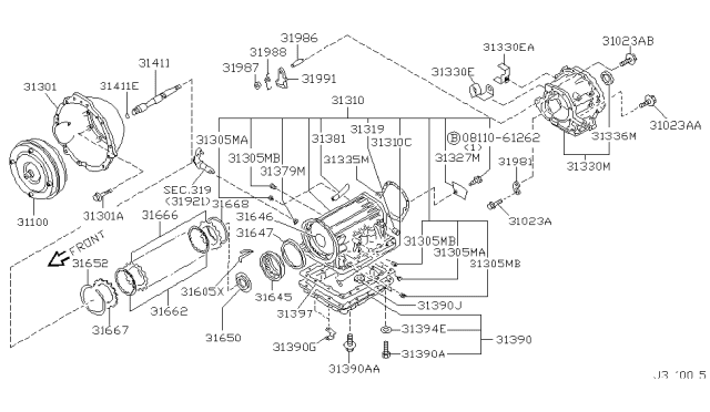 2001 Nissan Xterra Torque Converter,Housing & Case Diagram 3