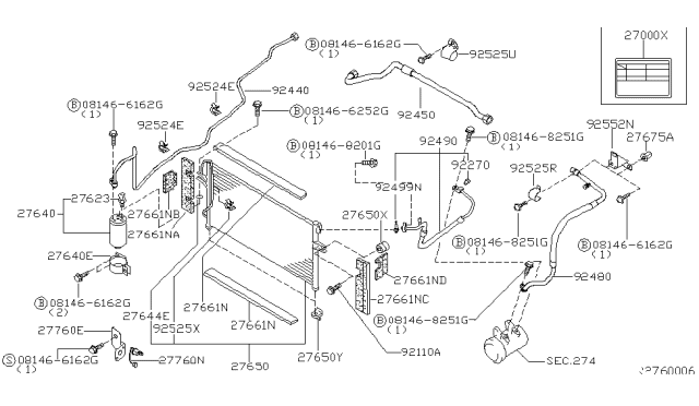 2000 Nissan Xterra Condenser,Liquid Tank & Piping Diagram 2