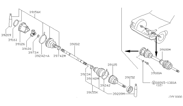 2000 Nissan Xterra Front Drive Shaft (FF) Diagram