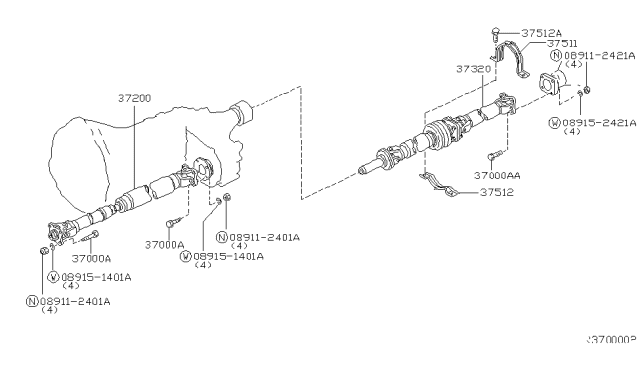 2000 Nissan Xterra Shaft Rear PROPELLER Diagram for 37300-7Z400