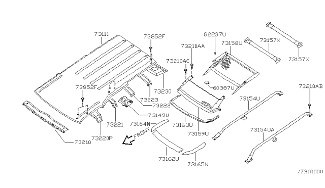 2001 Nissan Xterra Roof Panel & Fitting Diagram 4