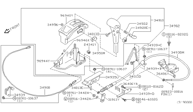 2004 Nissan Xterra Cable Assembly-Key Inter Lock Diagram for 34908-9Z400