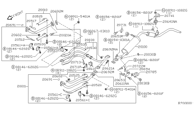 2000 Nissan Xterra Exhaust Tube & Muffler Diagram 5
