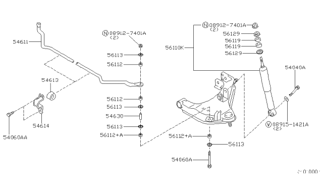 2002 Nissan Xterra ABSORBER Kit - Shock, Front Diagram for 56110-1Z626