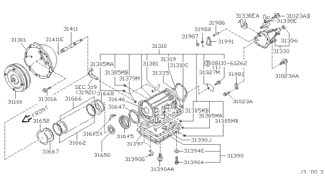 2002 Nissan Xterra Torque Converter,Housing & Case Diagram 1