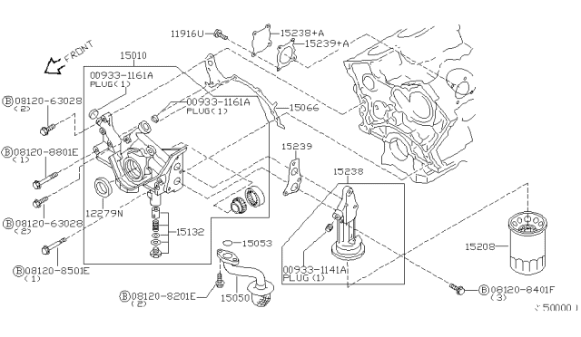 2003 Nissan Xterra Engine Oil Pick-Up Tube Diagram for 15050-4S103