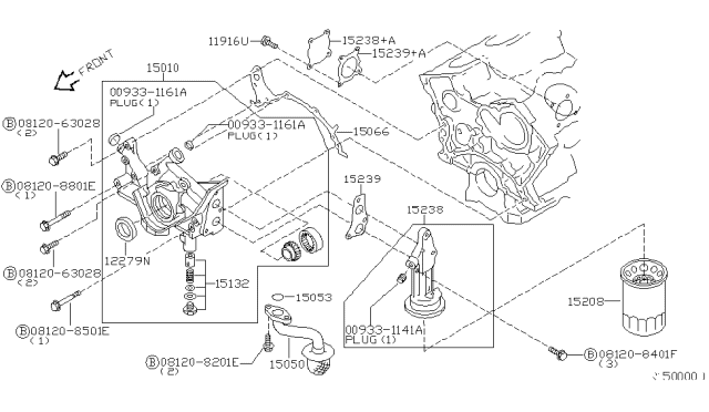 2003 Nissan Xterra Oil Filter Gasket Diagram for 15239-2B501