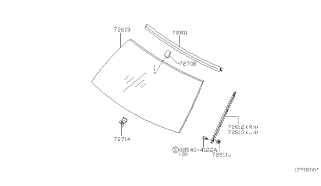 2001 Nissan Xterra Front Windshield Diagram 3