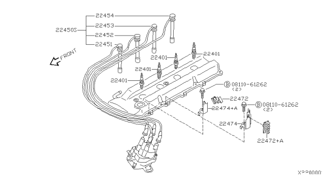 2004 Nissan Xterra Cable Set High Tension Diagram for 22440-9Z060