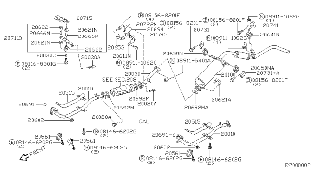 2000 Nissan Xterra Exhaust Tube & Muffler Diagram 6