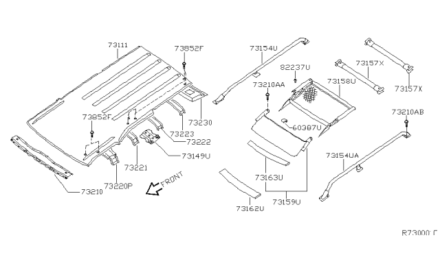 2002 Nissan Xterra Roof Panel & Fitting Diagram 2