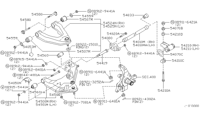 2004 Nissan Xterra Pin-TRANSV Link Diagram for 54419-VK800