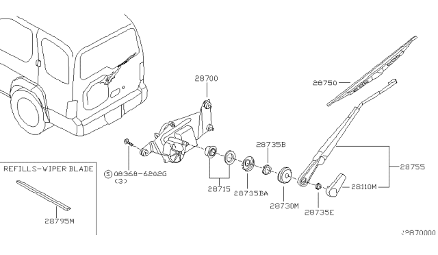 2001 Nissan Xterra Rear Window Wiper Diagram 1