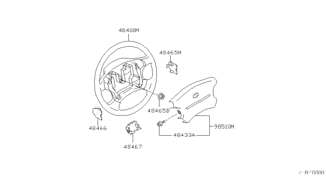 2000 Nissan Xterra Steering Wheel Assembly W/O Pad Diagram for 48430-7B403