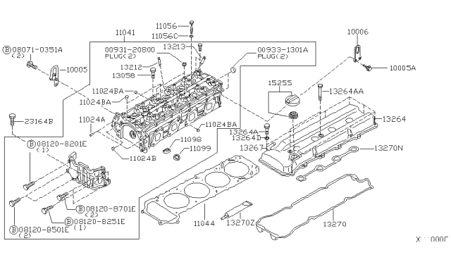 2001 Nissan Xterra Cylinder Head & Rocker Cover Diagram 2