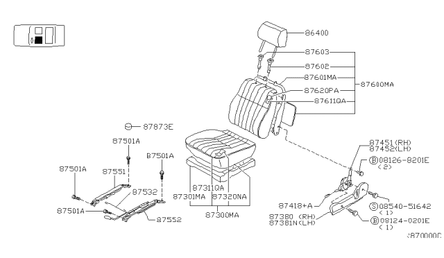 2002 Nissan Xterra Trim Assy-Front Seat Cushion Diagram for 87370-7Z100