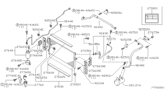 2001 Nissan Xterra Pipe-Front Cooler,High Diagram for 92440-1Z610