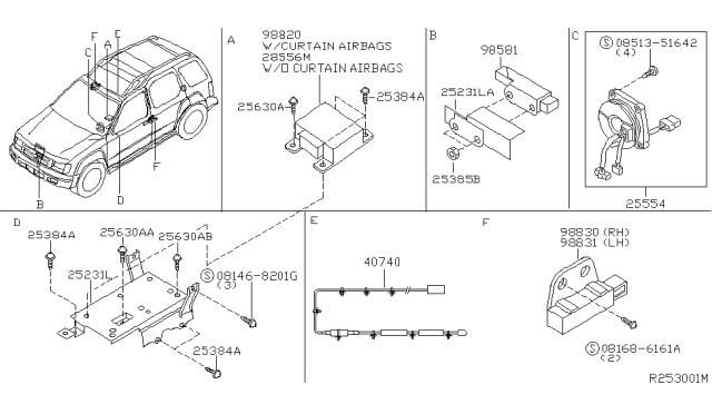 2003 Nissan Xterra Sensor Assembly-Side Air Bag Center Kit Diagram for 98820-2Z725